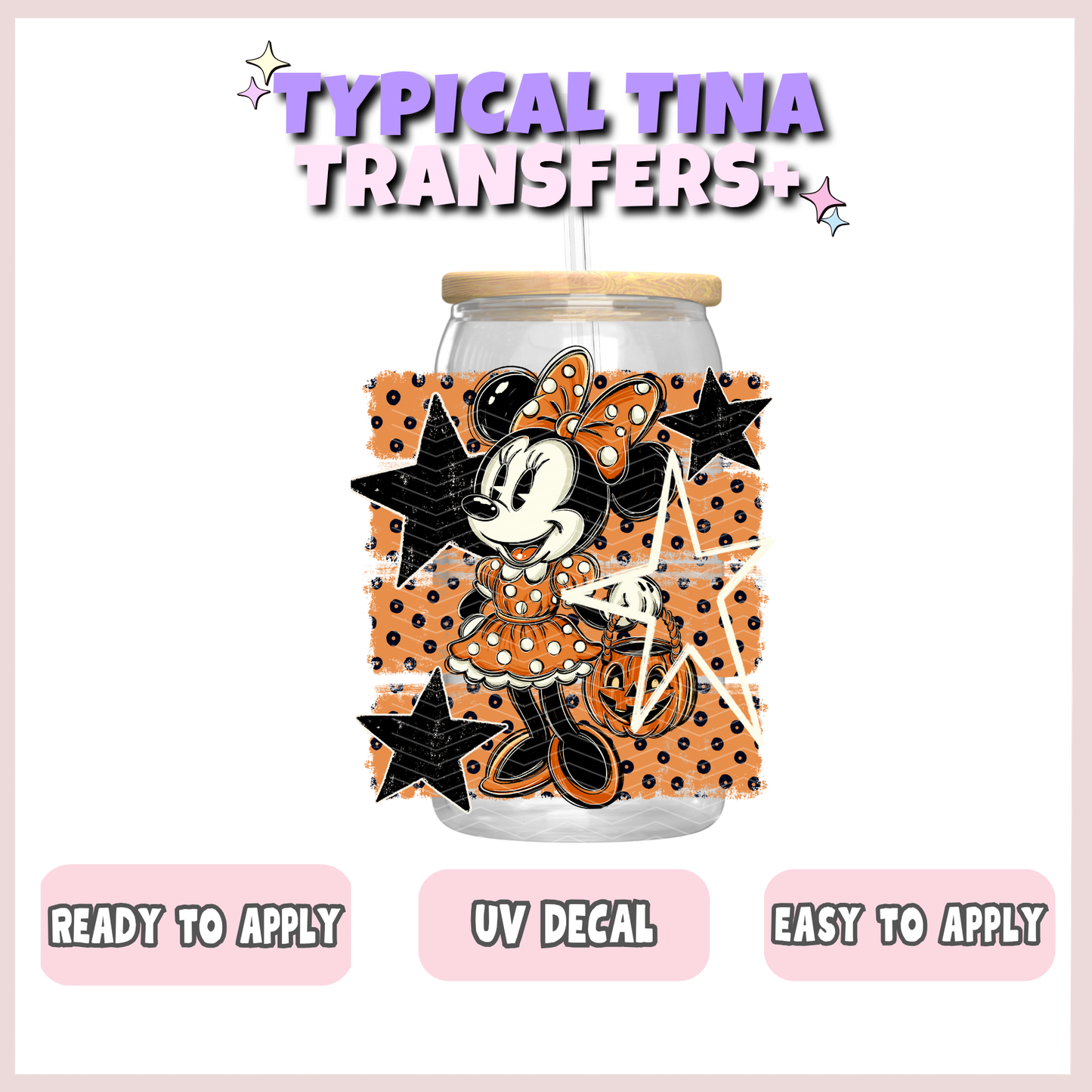 Vintage Min Mouse Pumpkin | UV decals | POD