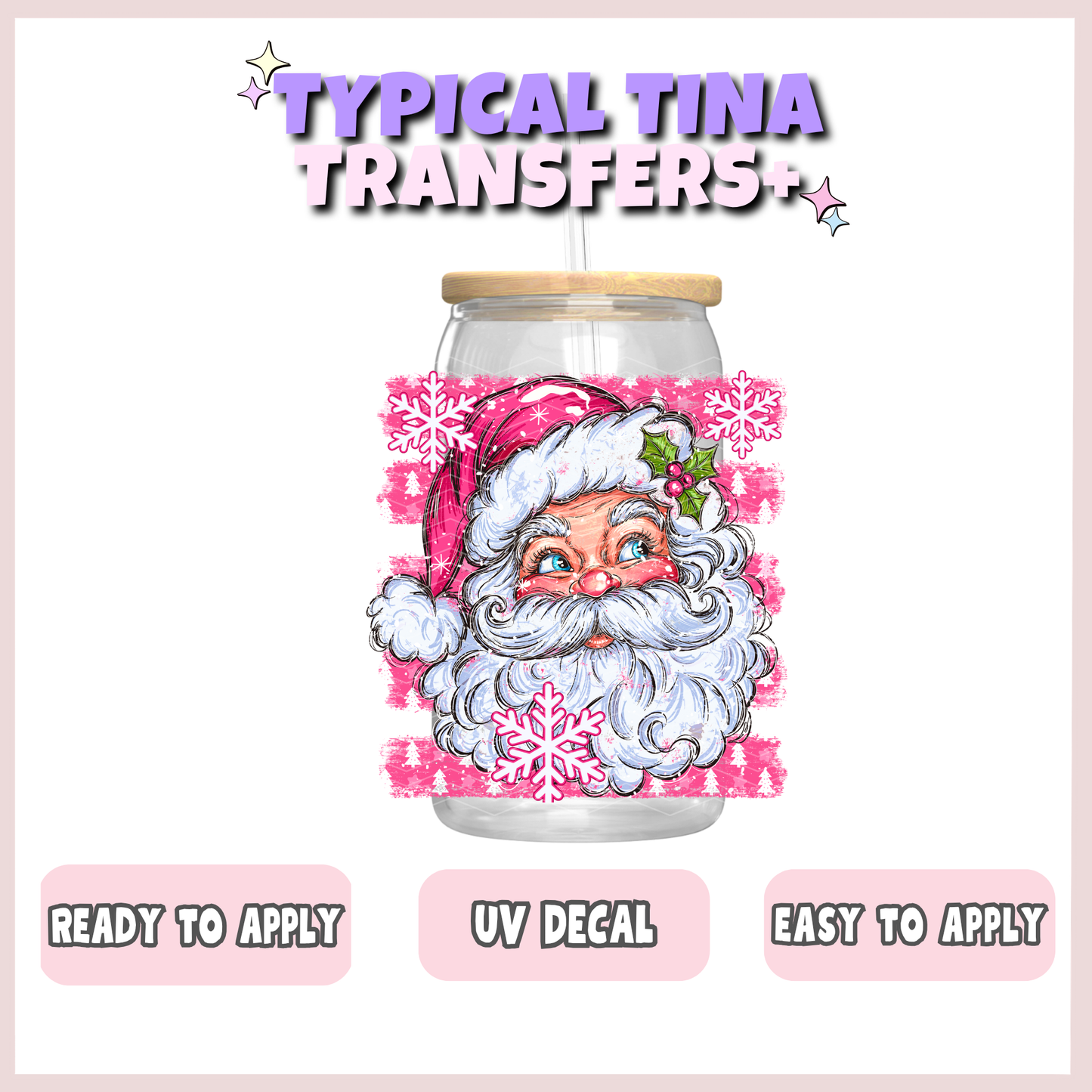 Pink christmas Santa (PINK BG) | UV decals | POD