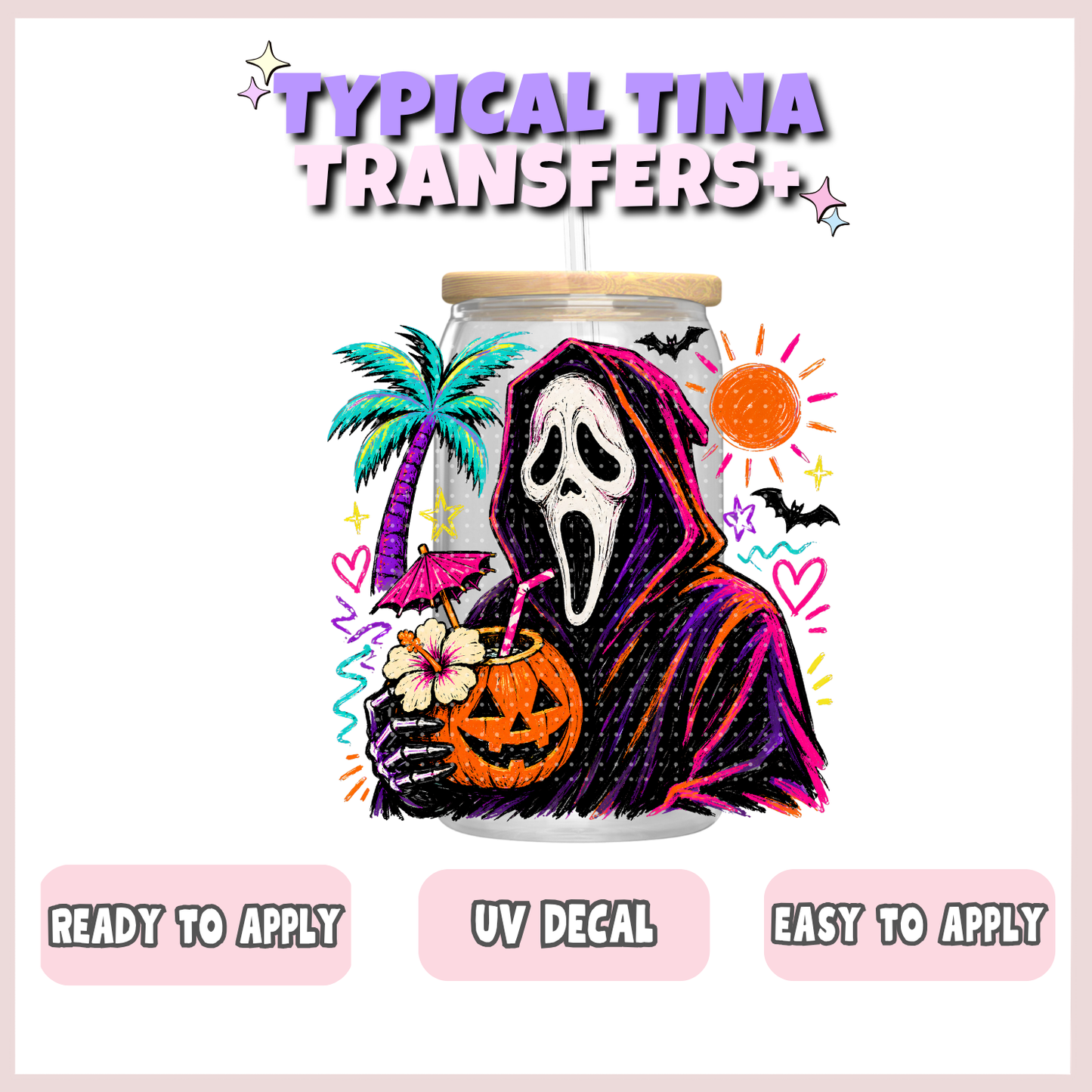Ghost mask summerween | UV decals | POD