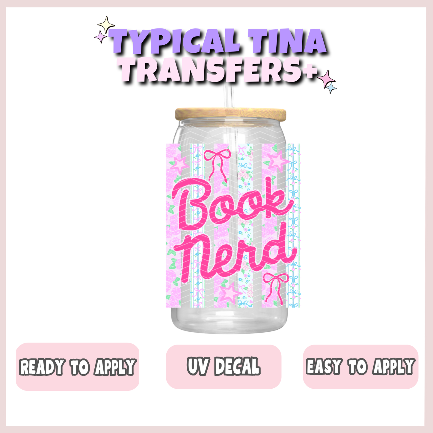 preppy floral book nerd | UV decals | POD
