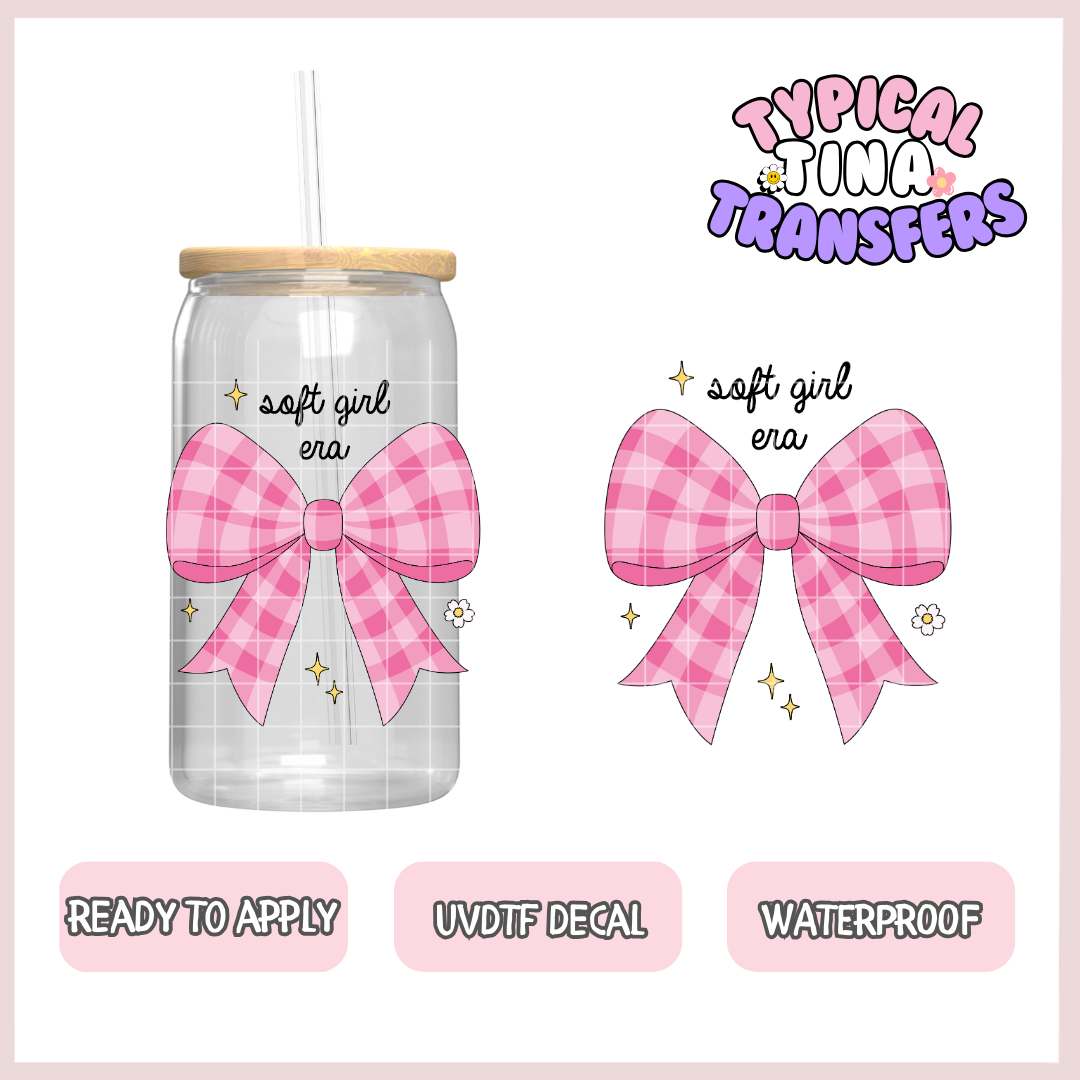 Soft girl era checkered bow| UV decals | POD