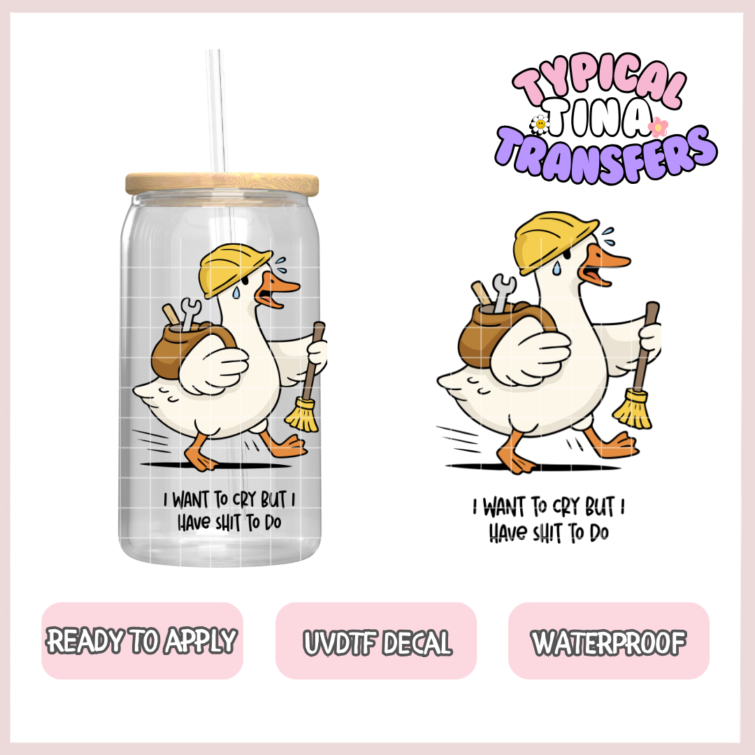 I want to cry but, goose | UV decals | POD