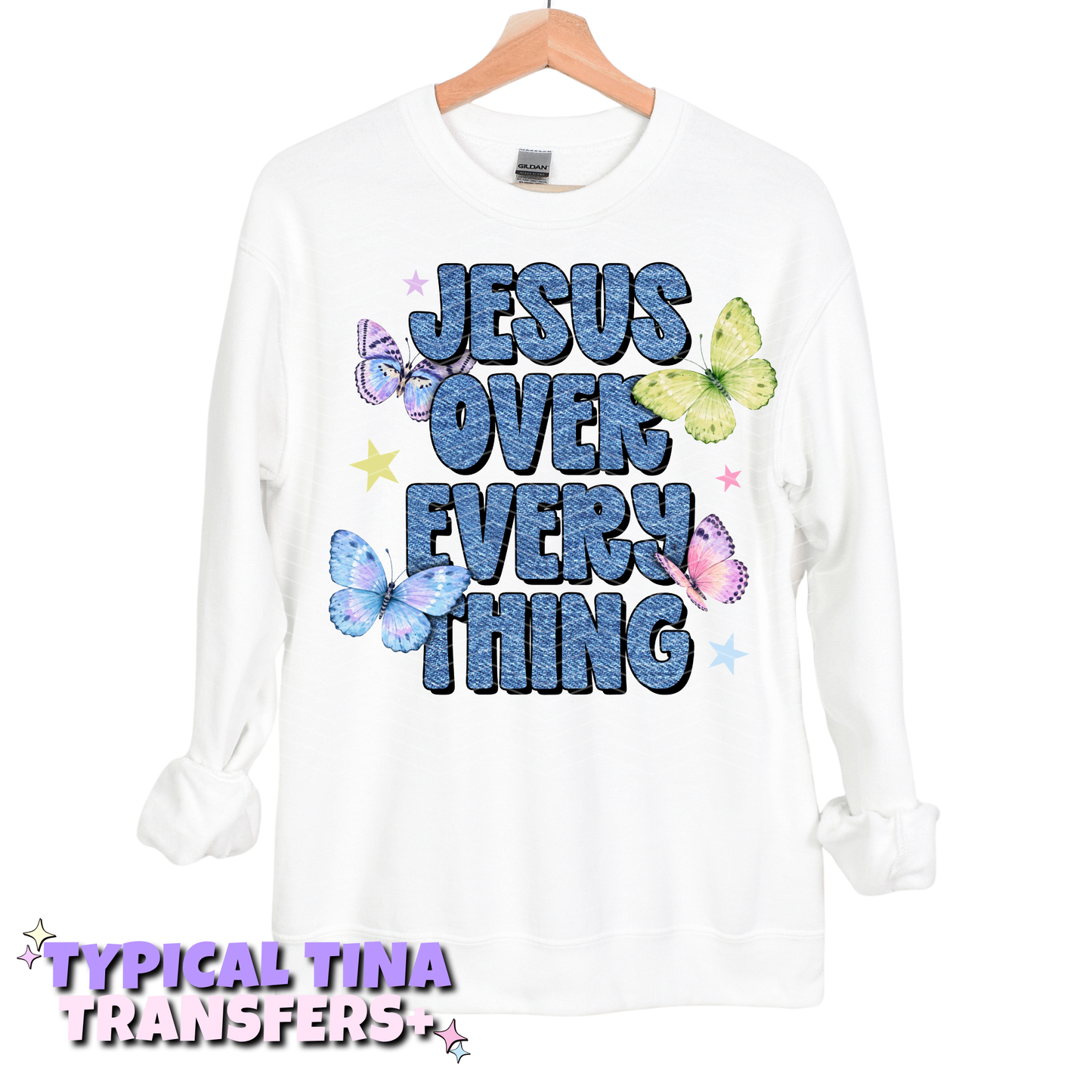 Jesus over everything w/ butterflies | DTF Transfers | POD