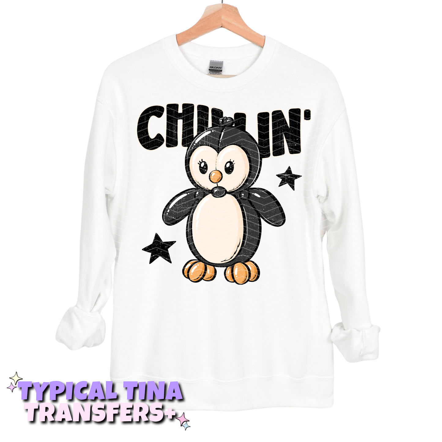 Cute balloon animal - chillin penguin | DTF Transfers | POD