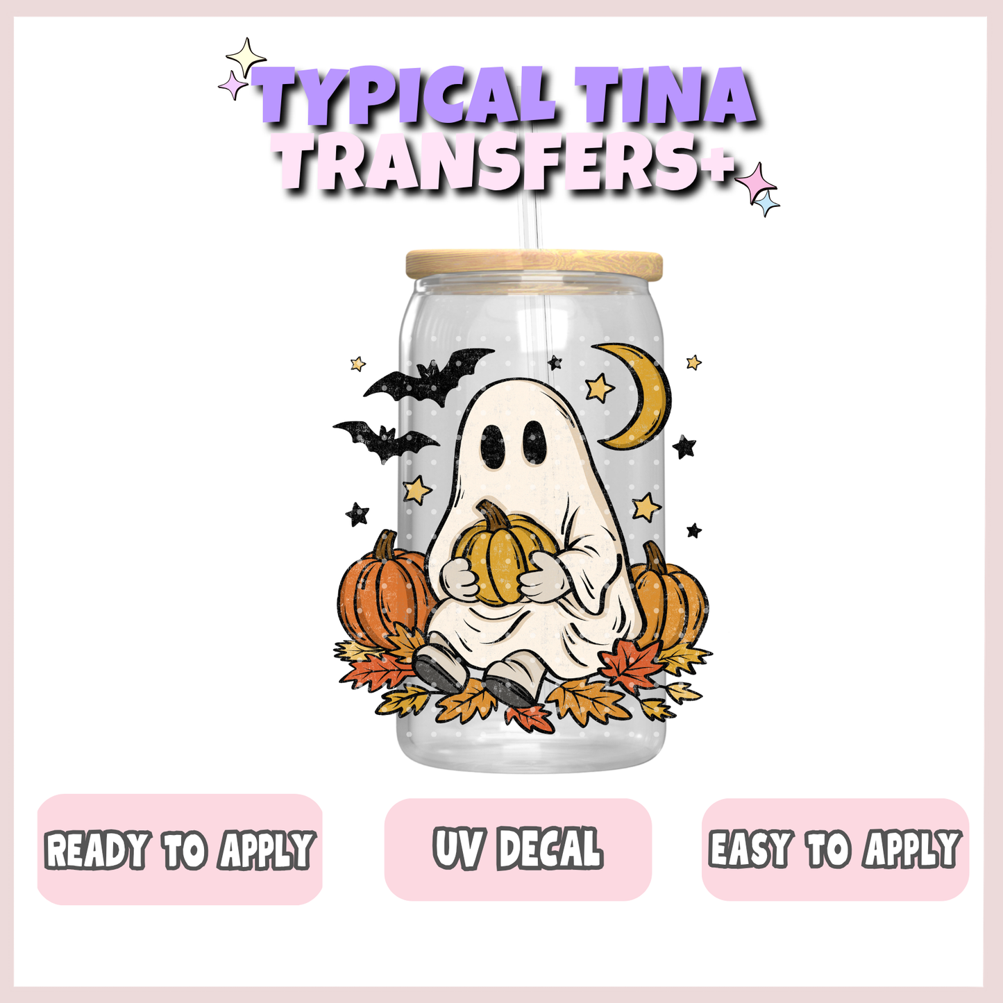 Ghost holding a pumpkin | UV decals | POD