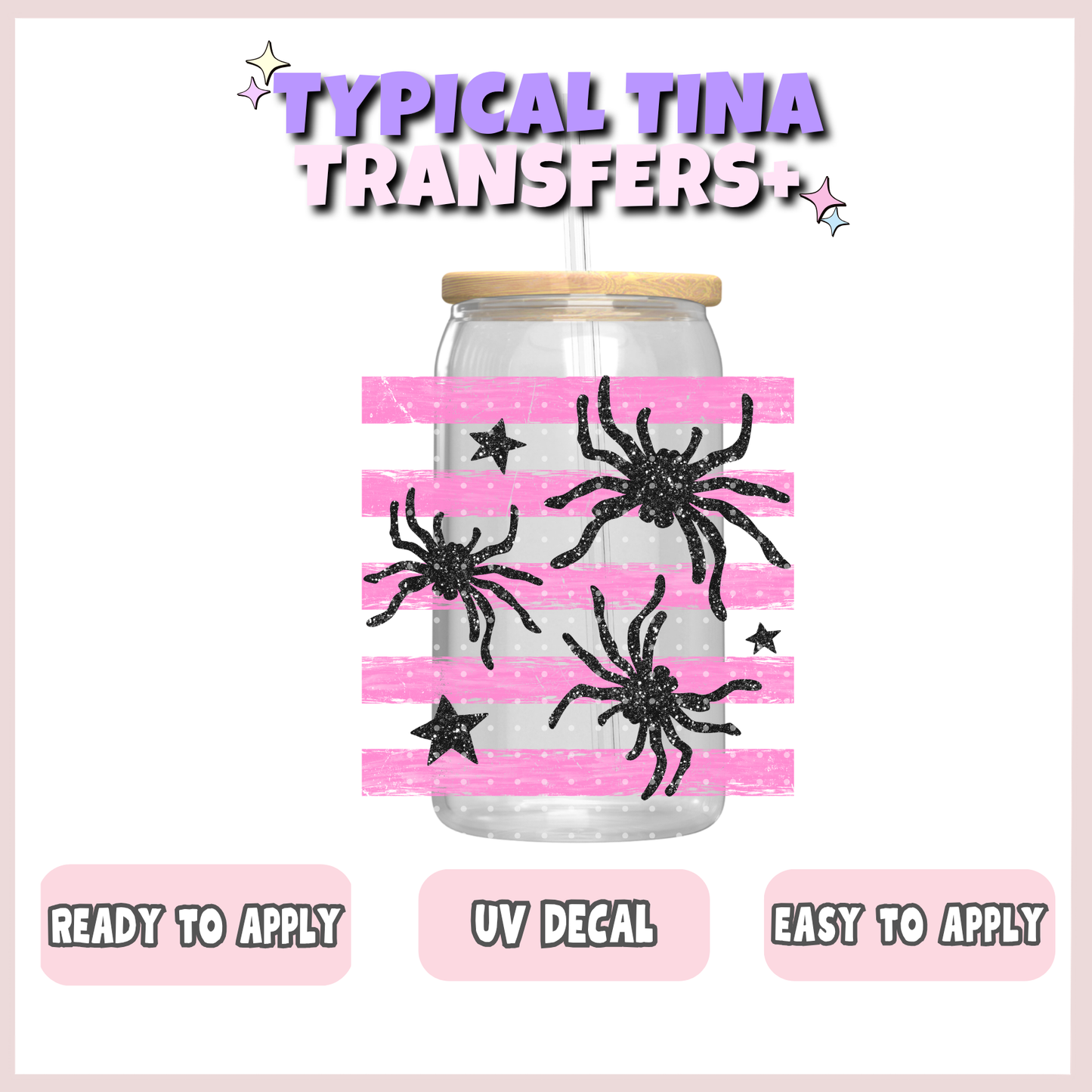Spiders and pink stripes | UV decals | POD