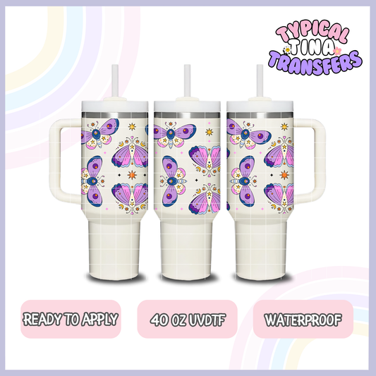 purple butterflies | 40oz UVDTF Wrap | POD