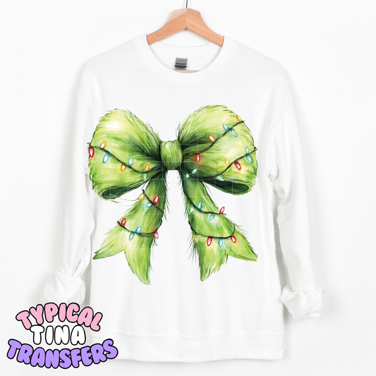 Gr!nchy bow with lights | DTF Transfer | POD