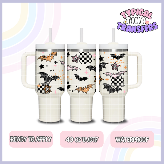 halloween bats and check patters | 40oz UVDTF Wrap | POD