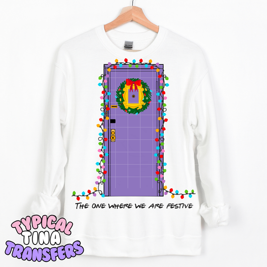 Friends holiday door with lights | DTF Transfer | POD