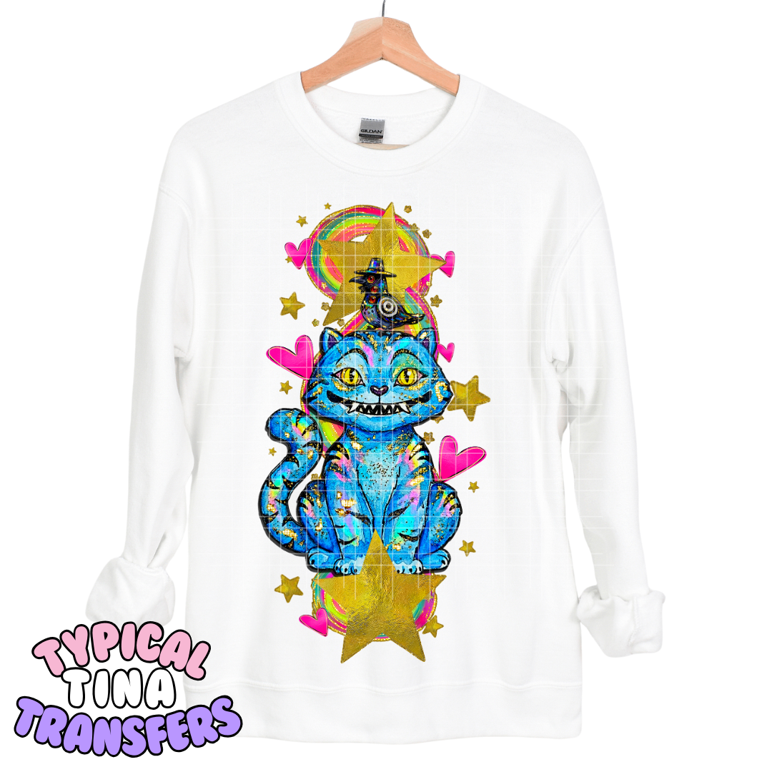 Kpop Blue Kitty Rainbow | DTF Transfers | POD