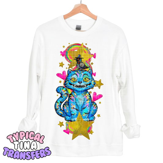 Kpop Blue Kitty Rainbow | DTF Transfers | POD