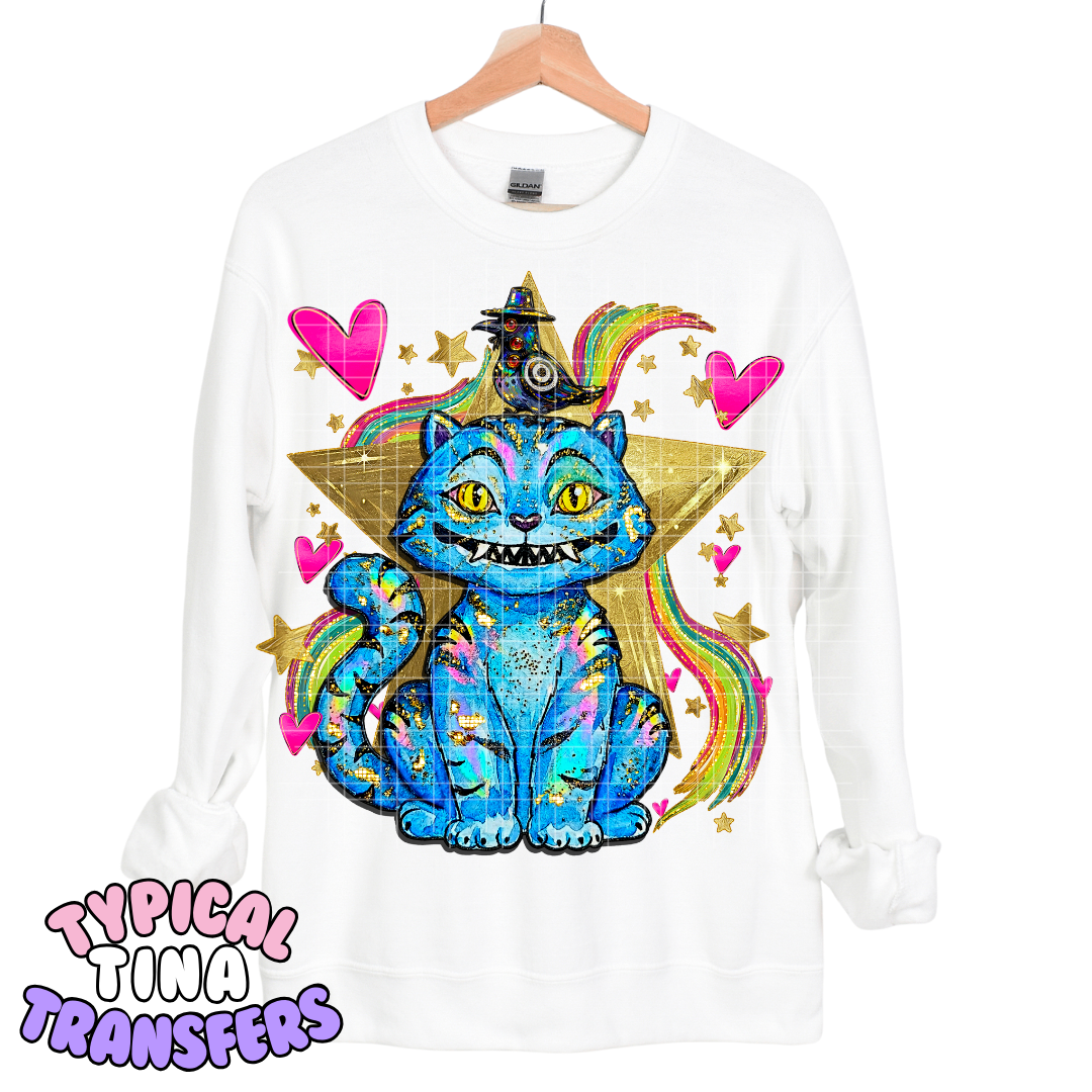 Kpop Blue Kitty Rainbow | DTF Transfers | POD