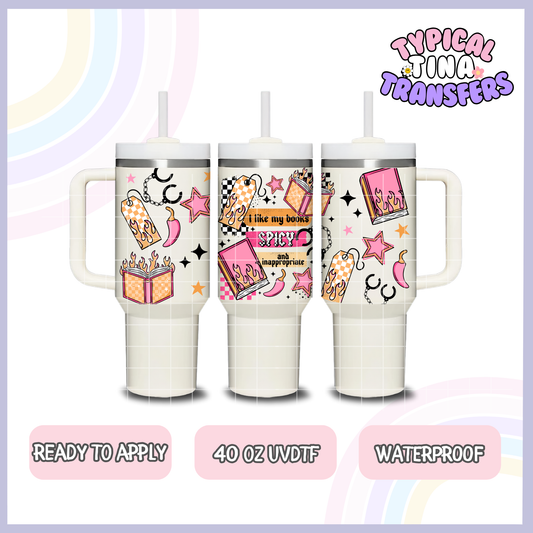 Books Spicy and Inappropriate | 40oz UVDTF Wrap | POD