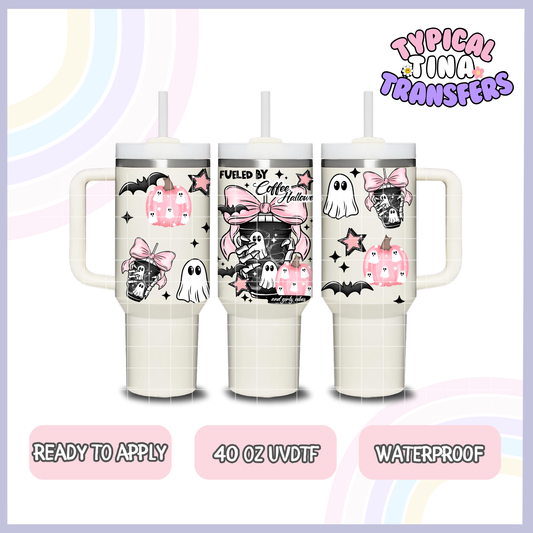 Fueled by Caffeine and Halloween | 40oz UVDTF Wrap | POD