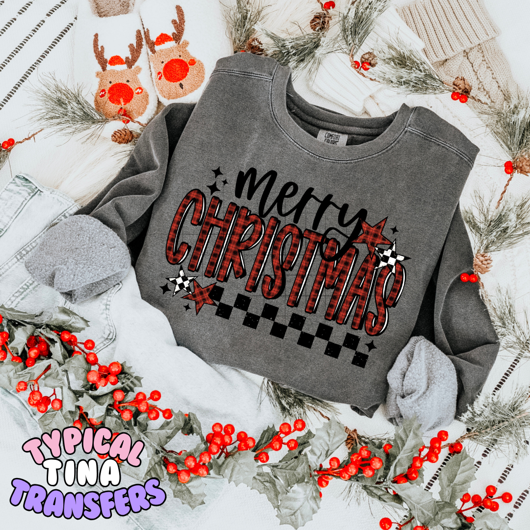 Merry Design pick (red & black checkered) | DTF Transfer | POD