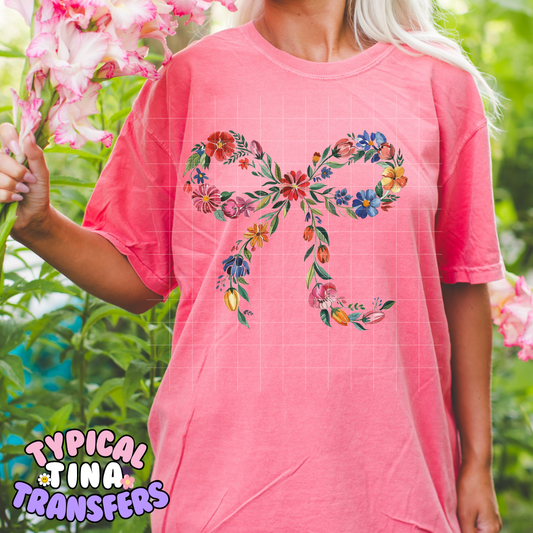 Floral Skinny Bow | DTF Screen Print | POD