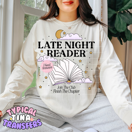 Late night reader | DTF Transfer | 4" Pocket