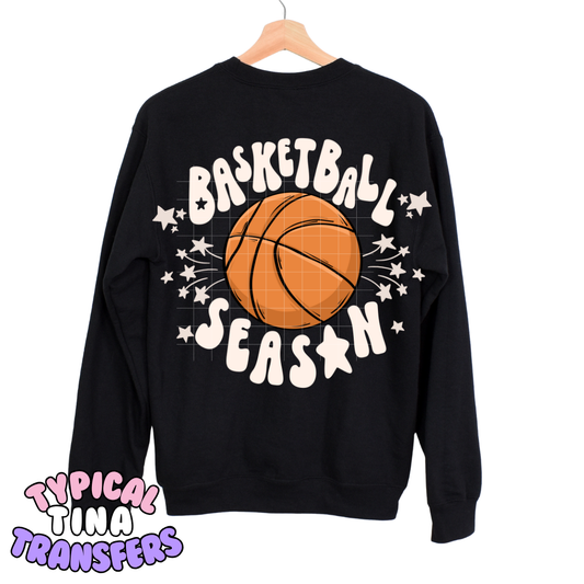 Basketball Season (ball and stars) | DTF Screen Print | POD