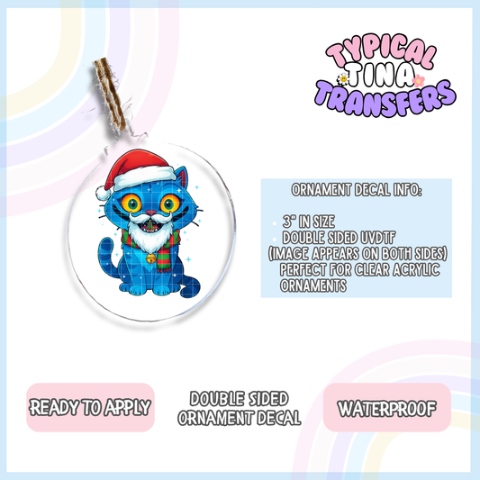 Kpop blue cat | 3" Ornament Decal | POD