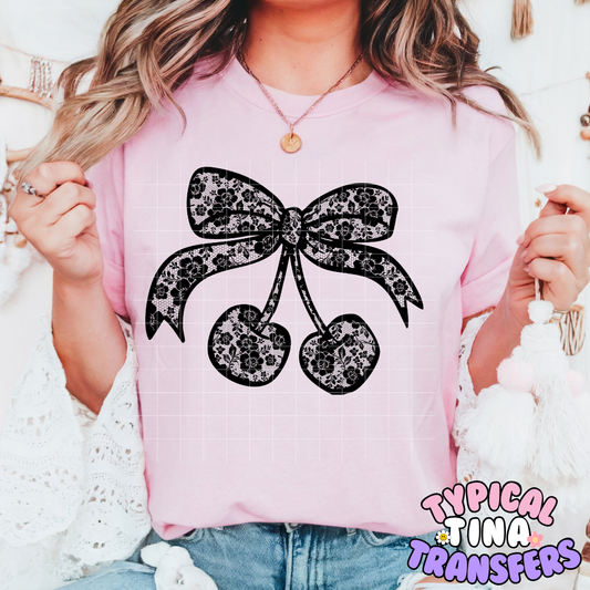 Black Lace Bow | DTF Screen Print | POD