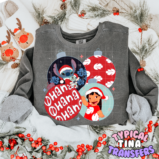 Ohana Christmas Ornaments | DTF Transfer | POD