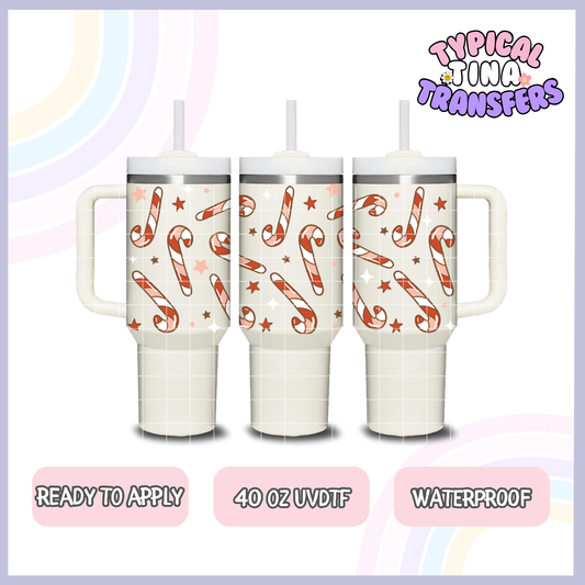 Candy Canes and stars | 40oz UVDTF Wrap | POD