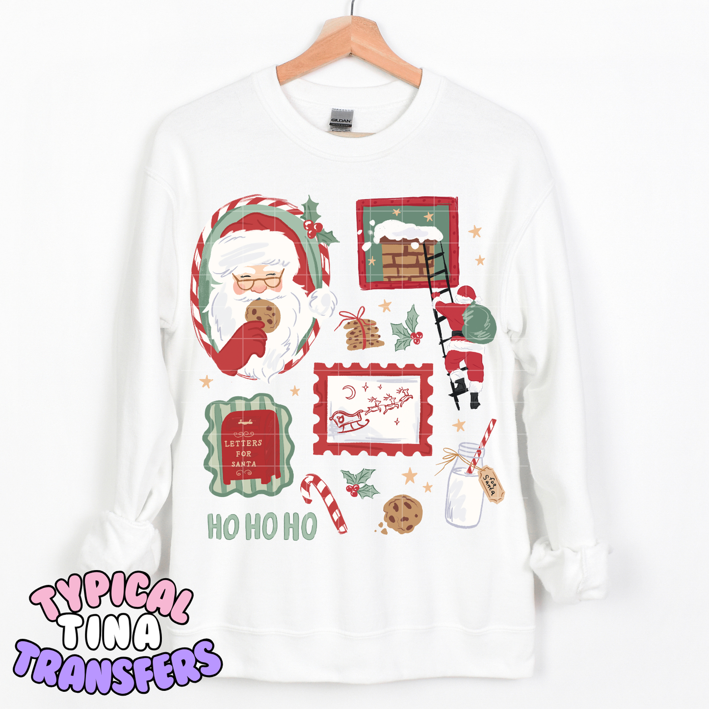 Santa Frames with cookies in red  |  DTF Transfer | POD