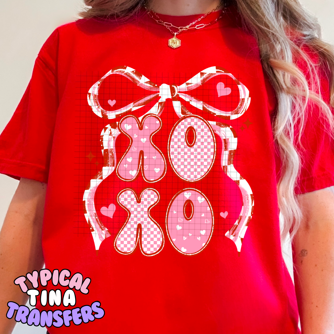 xoxo patterned with bow | DTF Transfers | POD