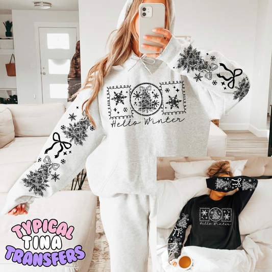Hello Winter Tree stamps | DTF Transfers | POD