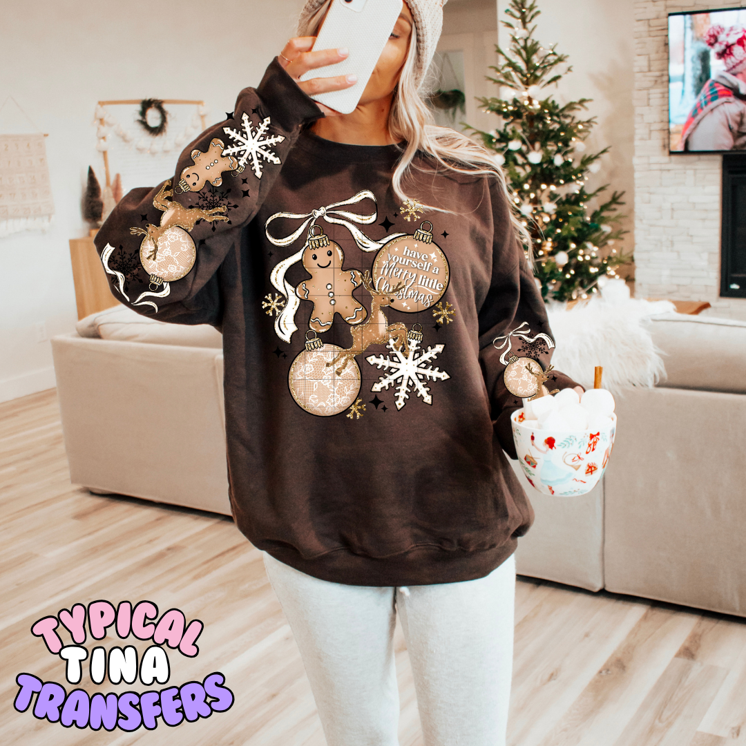Gingerbread, ornaments and bows | DTF Transfer | POD