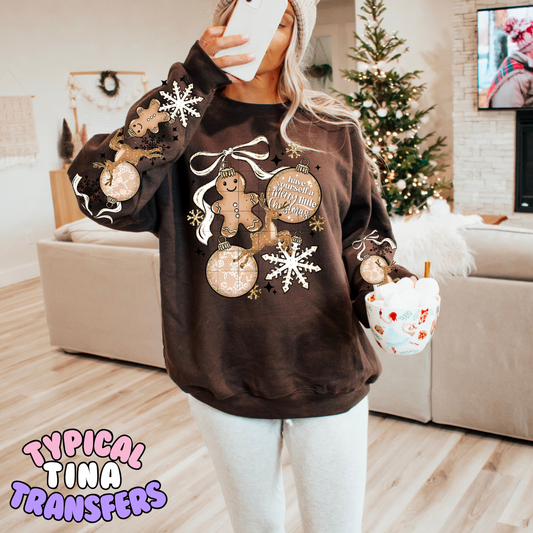 Gingerbread, ornaments and bows | DTF Transfer | POD