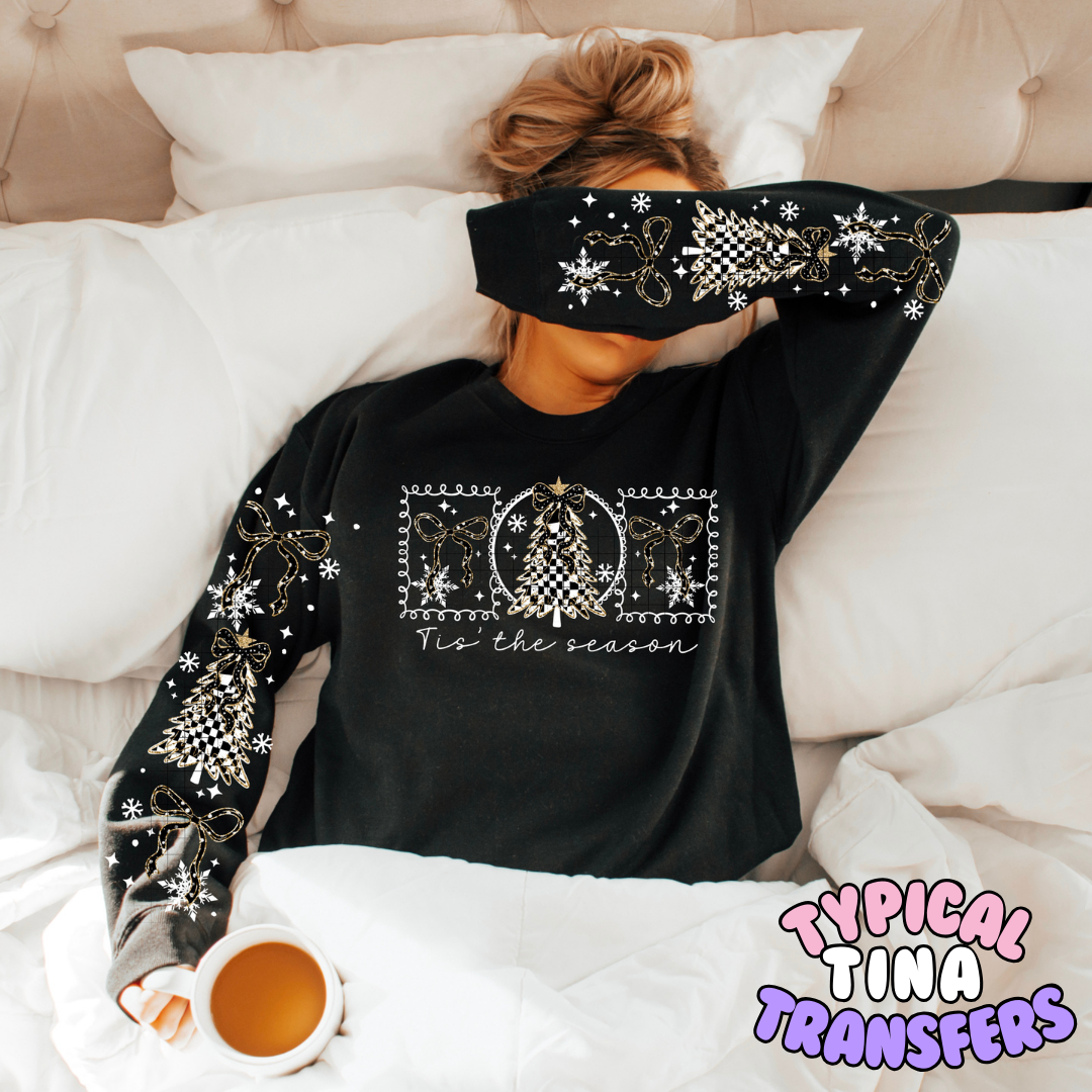 Hello Winter Tree stamps - with color | DTF Transfers | POD