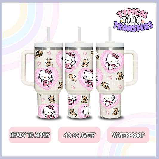 K Kitty pink hearts and bears | 40oz UVDTF Wrap | POD