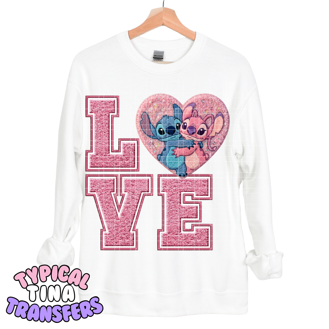 Blue Alien and pink alien Faux Patch | DTF Transfers | POD