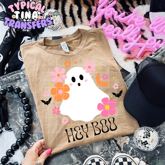 Hey Boo florals retro | DTF Transfer | POD