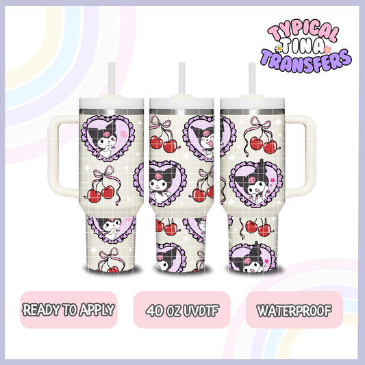 K Kum purple hearts and cherries | 40oz UVDTF Wrap | POD