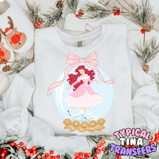 Christmas Mermaid snowglobe | DTF Transfer | POD