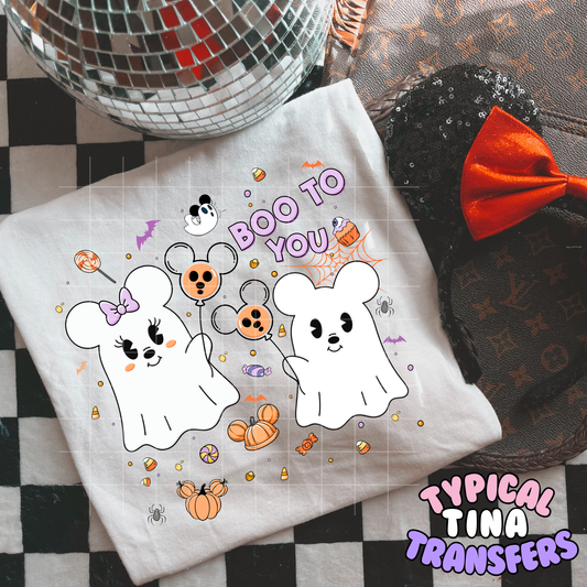 Boo to you Mouse Ghosts | DTF Transfer | 15" Adult