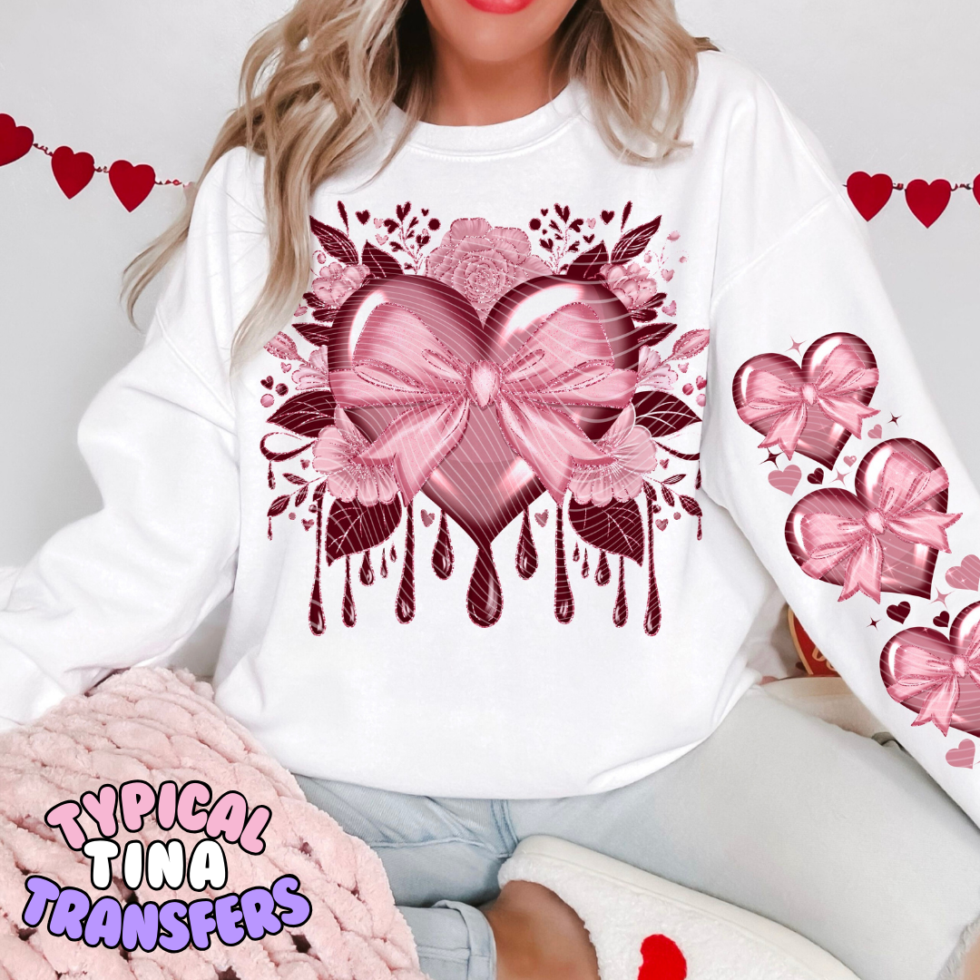 Pink heart with bow | DTF Transfers | POD