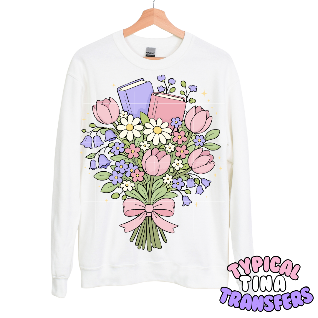 Spring bouquet with books | DTF Transfers | POD