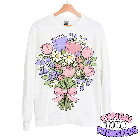 Spring bouquet with books | DTF Transfers | POD