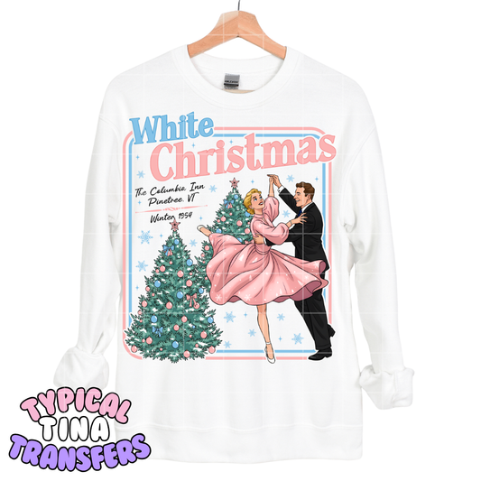 White Christmas Dancing Scene (pink) | DTF Transfers | POD