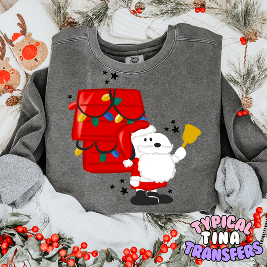 Snop Xmas Dog house as Santa | DTF Transfer | POD