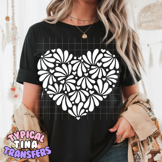 Talavera heart (white) | DTF Screen Print | POD