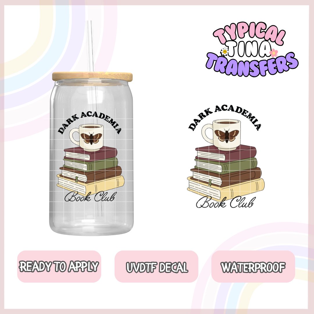 Dark academia book stack club | UV decals | POD