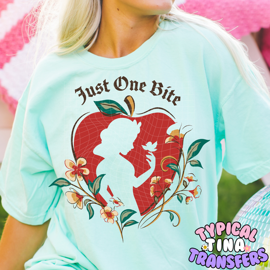 Just one Bite apple silhouette | DTF Screen Print | POD