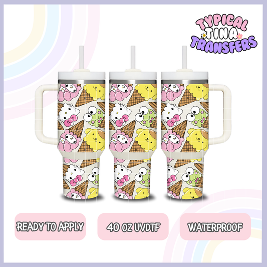 Kawaii Ice Cream | 40oz UVDTF Wrap | POD