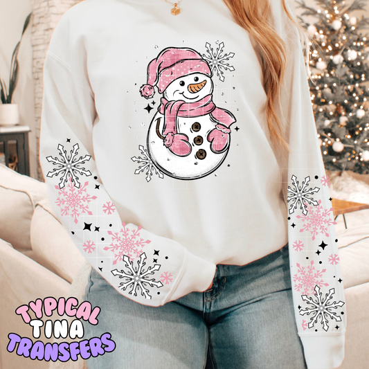 Snowman pink accents | DTF Transfer | POD