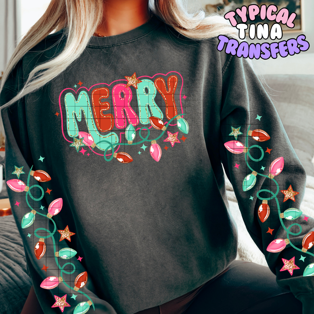 Merry Christmas lights| DTF Transfer | POD